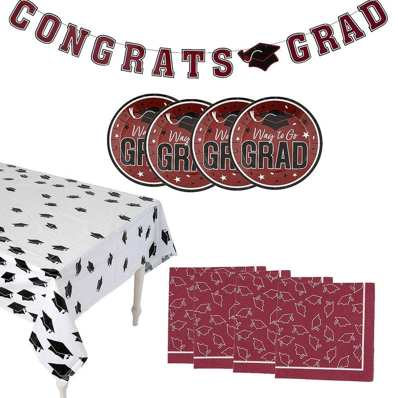 102 Pieces Graduation Party Solid Color Dessert Disposable Tableware Kit for 50 Guests