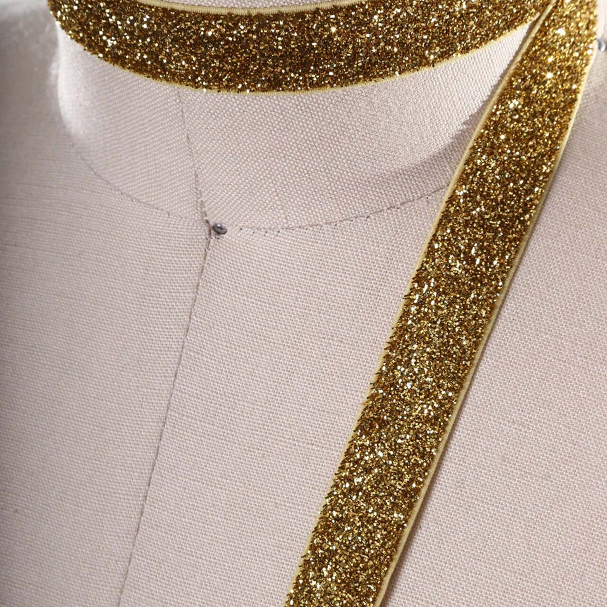 5/8" 2 Yards Gold Glitter Elastic Trim for Headbands DIY Hair Accessories Craft Sewing Projects