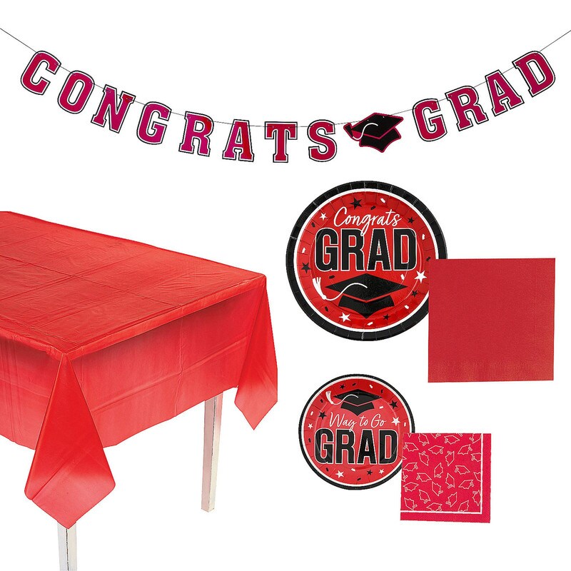 152 Pc. Graduation Party Solid Color Disposable Tableware Kit for 25 Guests