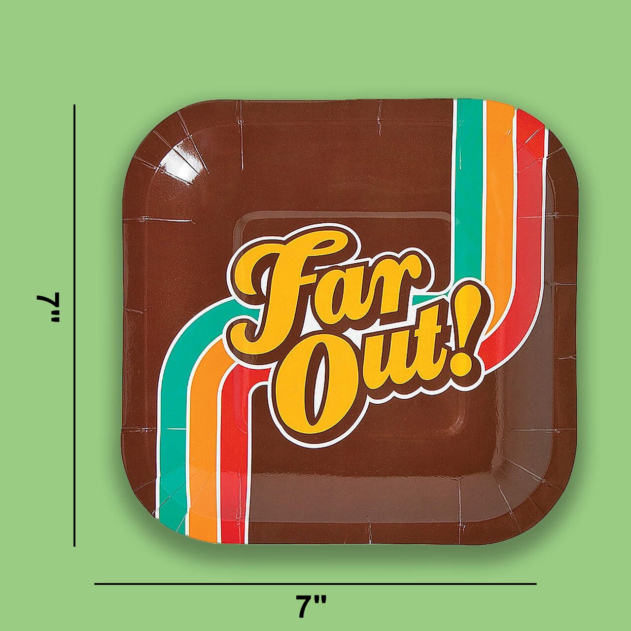 8 Ct. 70s Party Far Out Square Paper Dessert Plates 7" Retro Tableware