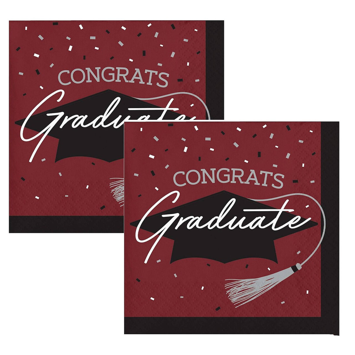 Creative Converting School Spirit Burgundy Graduation Beverage Napkins – 108ct