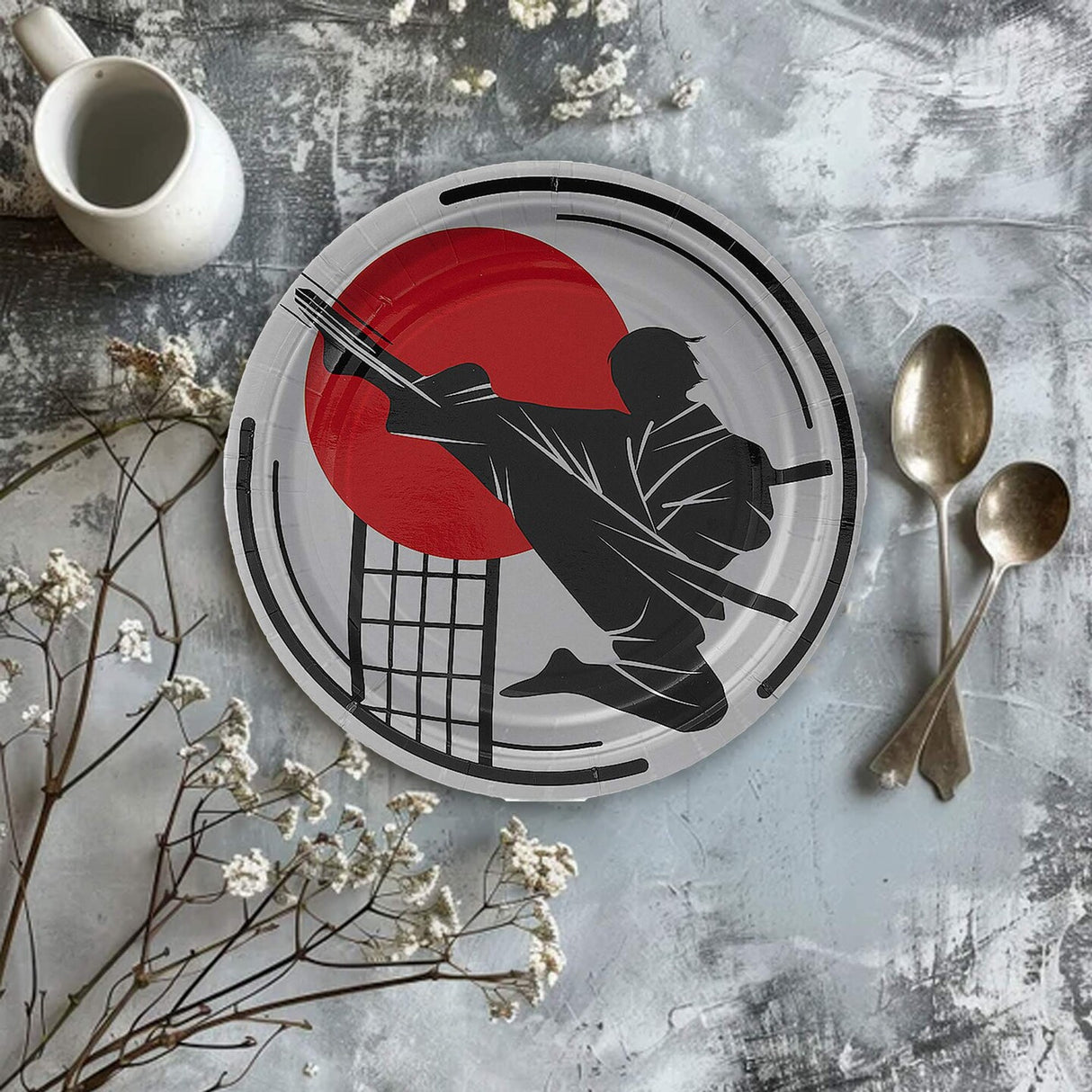 8 Count Karate Party Paper Dessert Plates 7.5 Inch Martial Arts Birthday Supplies