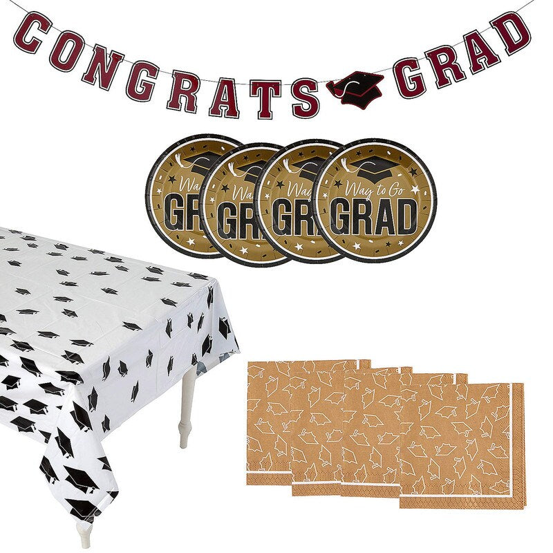 102 Pieces Graduation Party Solid Color Dessert Disposable Tableware Kit for 50 Guests