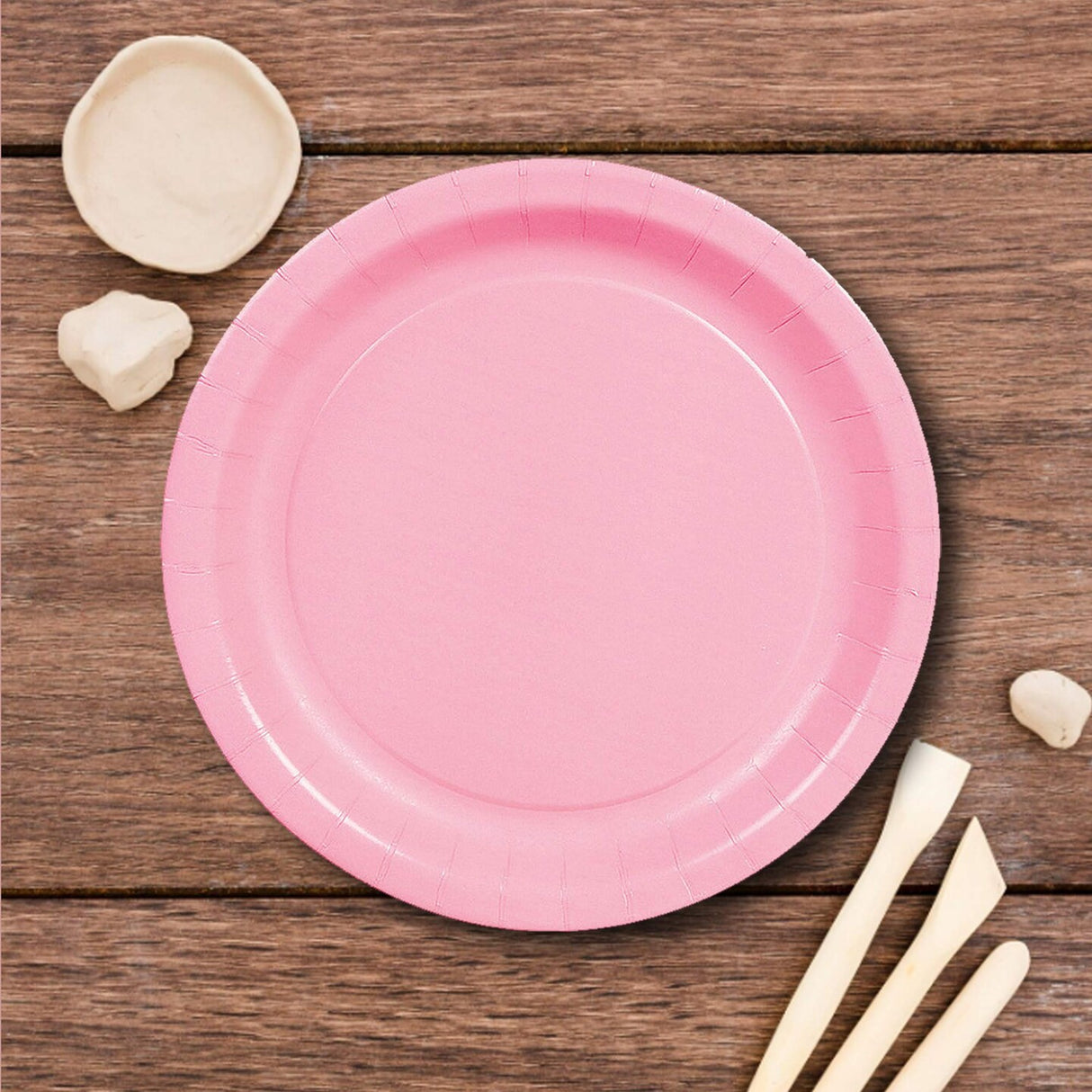 24 Count Pink Round Paper Dessert Plates for Party Table Settings 7 Inch