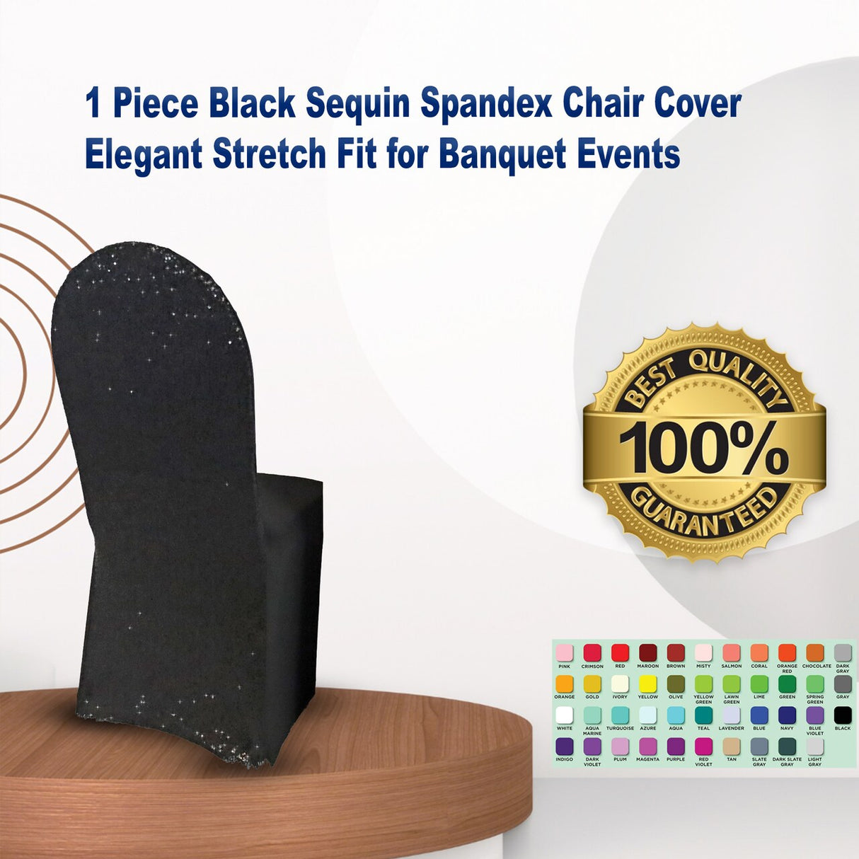 1 Piece Black Sequin Spandex Chair Cover Elegant Stretch Fit for Banquet Events