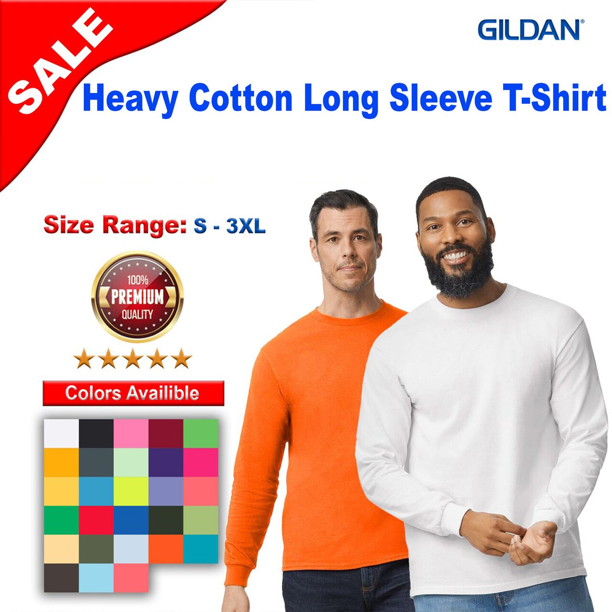 Gildan® Heavy Cotton Crewneck Long Sleeve T-Shirt