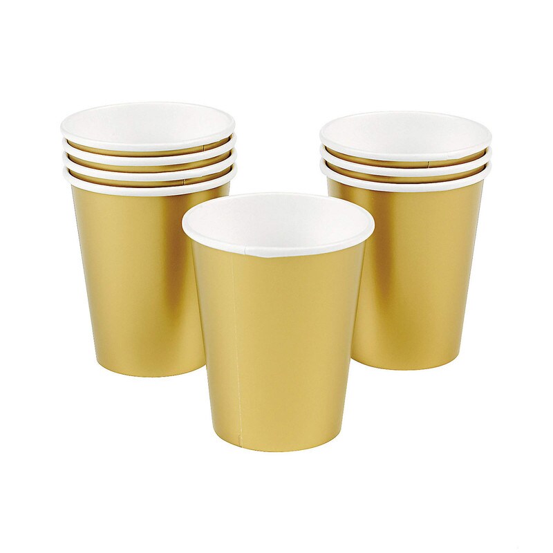 9 oz School Bus Yellow Paper Party Cups – 24 Count Disposable Set