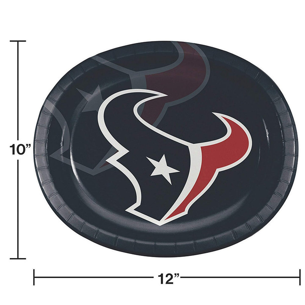 24 Pack 10 Inch NFL Houston Texans Oval Paper Plates Disposable Football Party Supplies