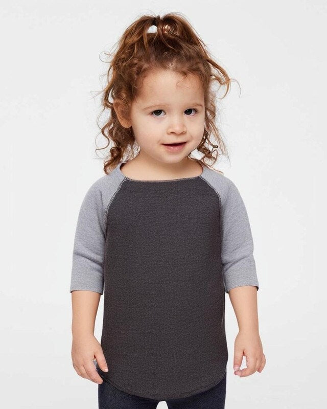 RADYAN® Cozy Toddler Baseball Fine Jersey 3/4 Sleeve Tee - 3330