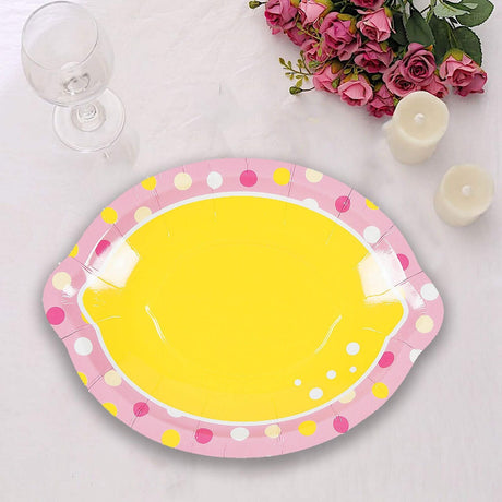 8 Ct. Lemonade Party Lemon-Shaped Dessert Plates 7" Summer Paper Plates
