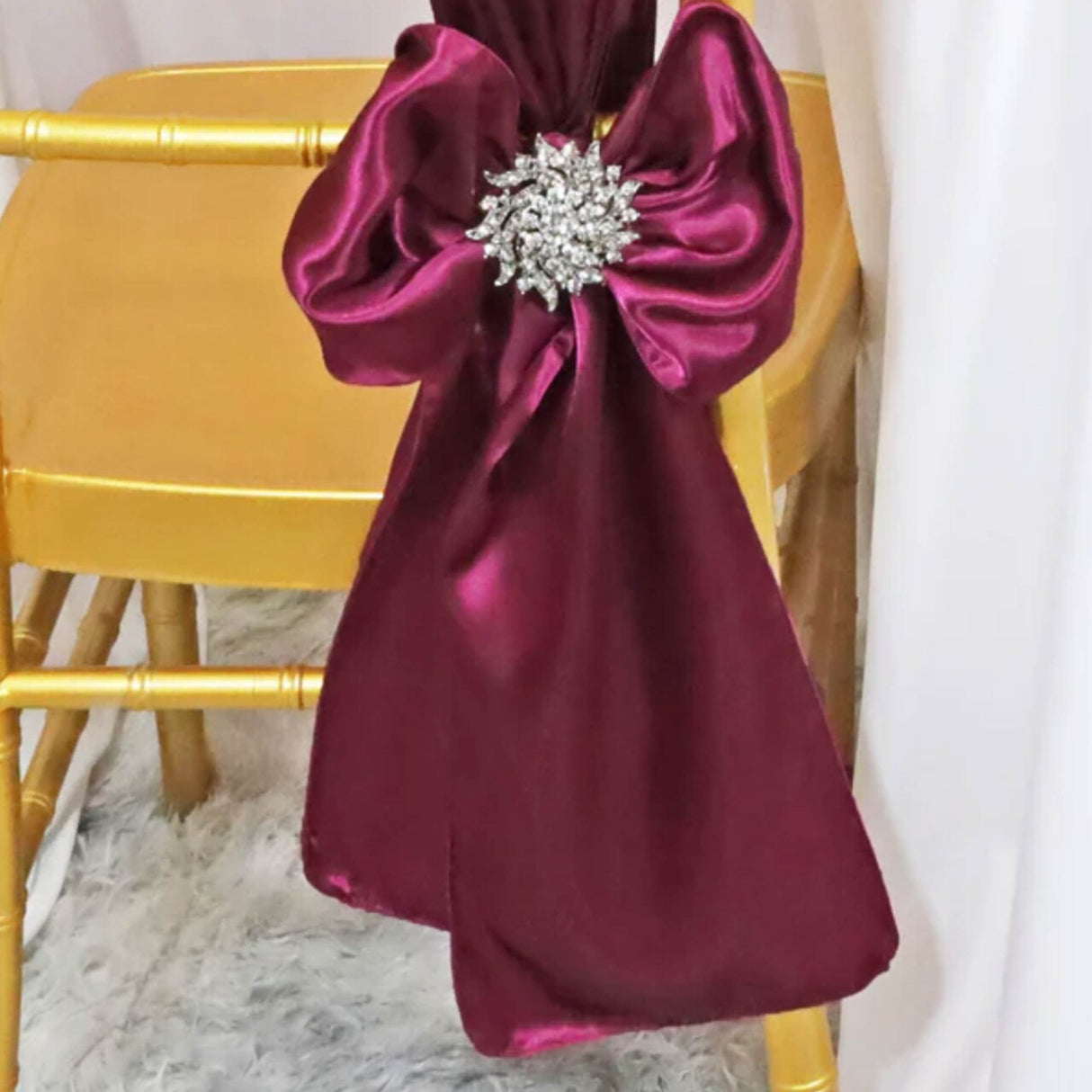 10 Pieces Satin Chair Sashes 8 by 108 inches Sangria