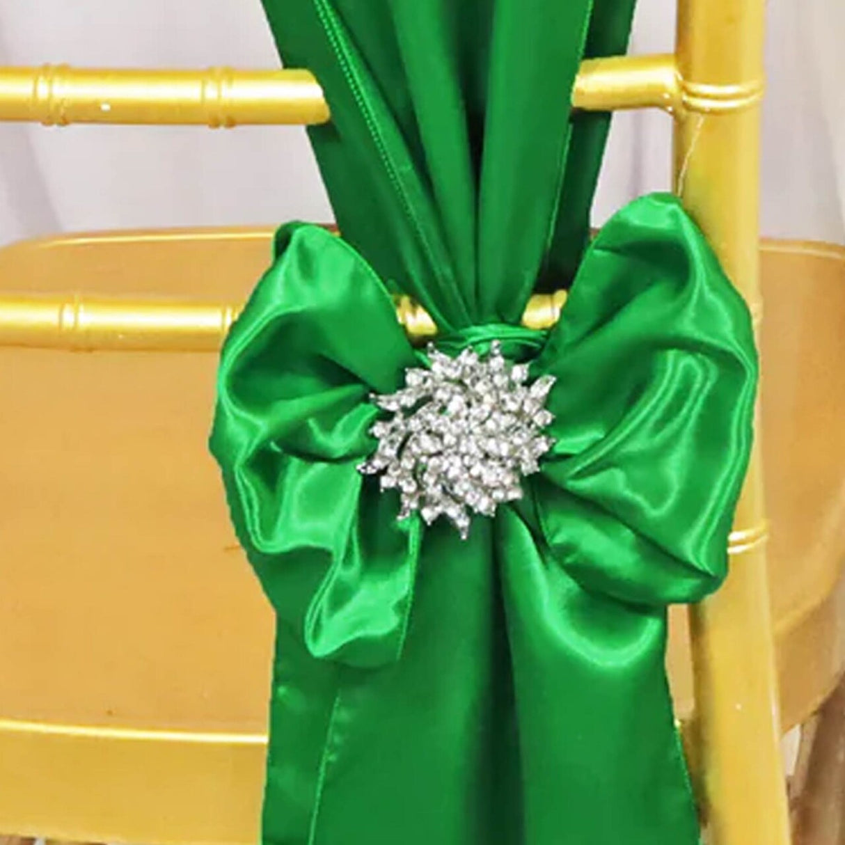 10 Pieces Emerald Green Satin Chair Sashes 8"x108" Rectangular Wedding & Event Decor