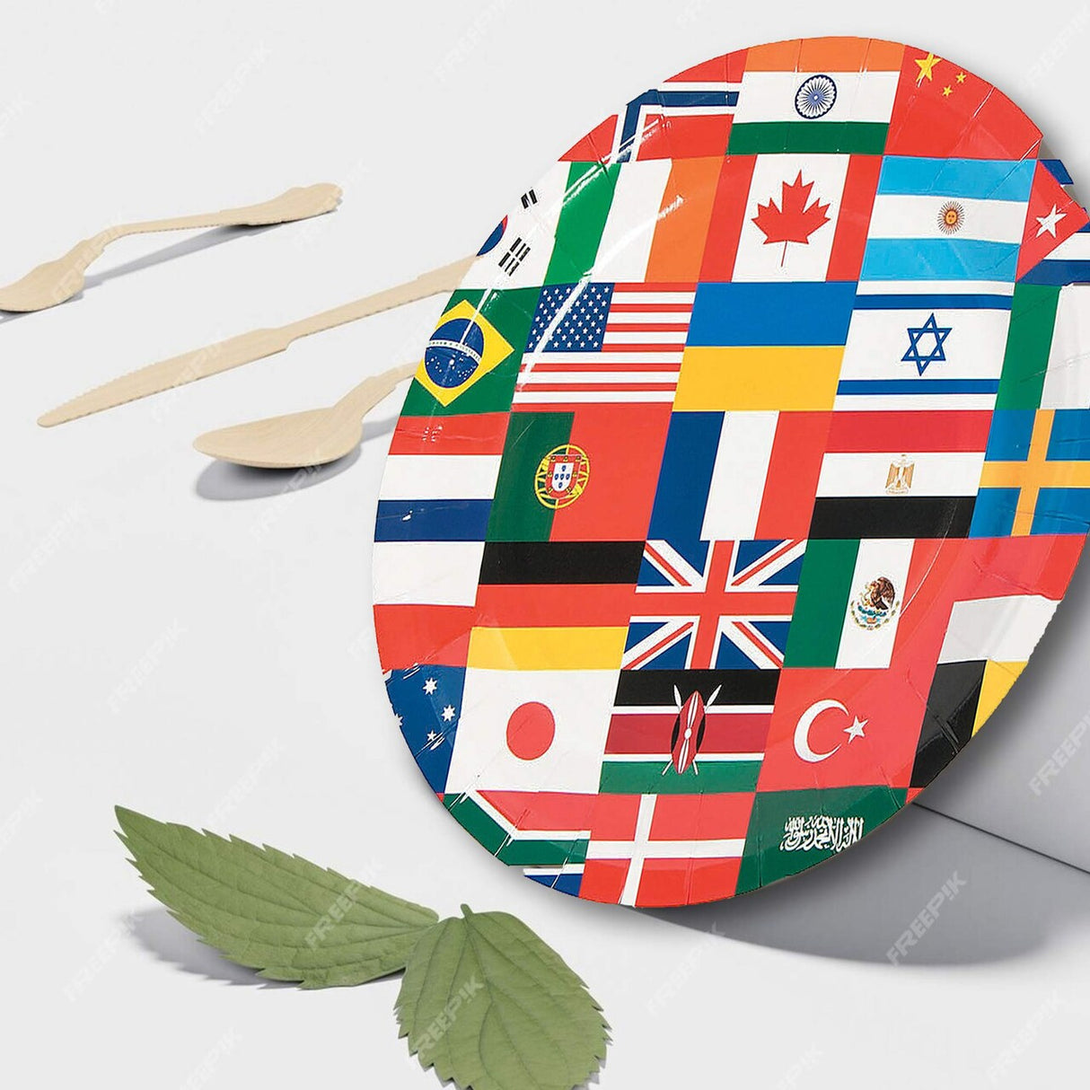 8 Ct. Flags of All Nations Paper Dessert Plates 7" International Party Plates