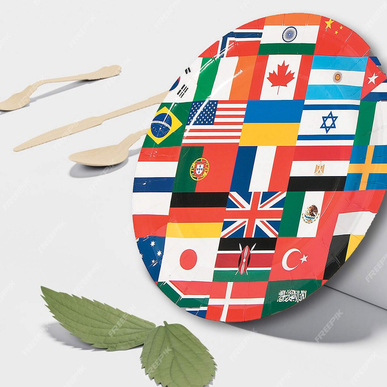 8 Ct. Flags of All Nations Paper Dessert Plates 7" International Party Plates