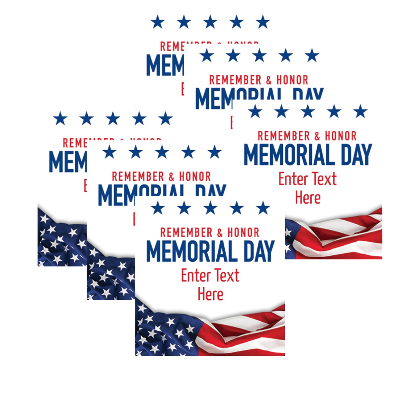6" x 4" Personalized Memorial Day Flag with Card 24 Pieces