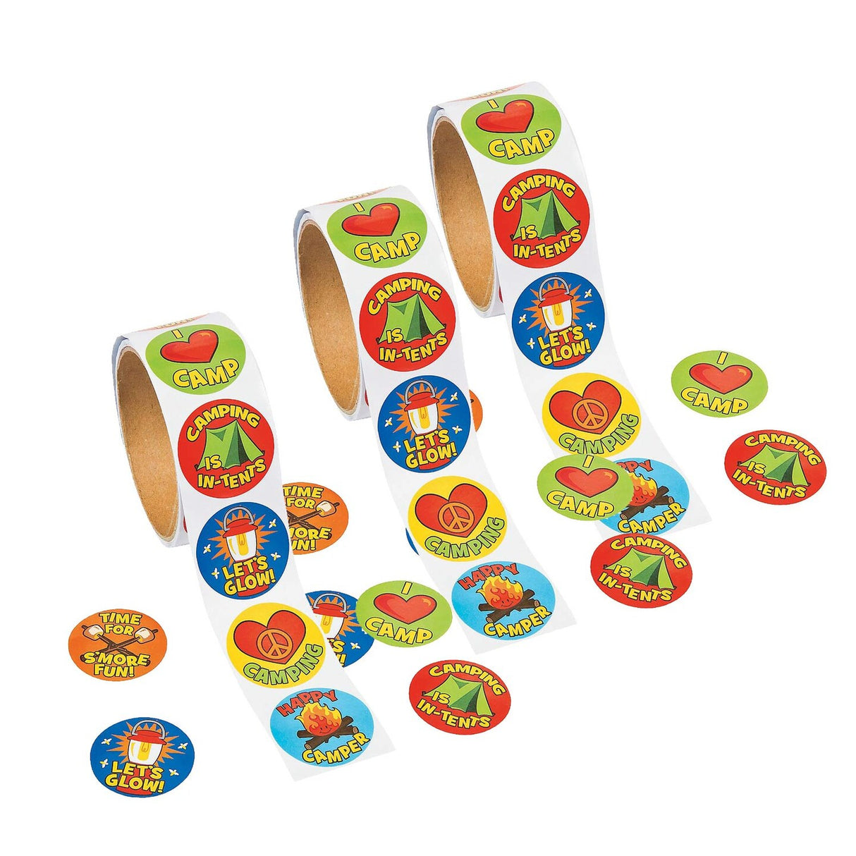 1 1/2" I Love Camping Sticker Roll 100 Pieces