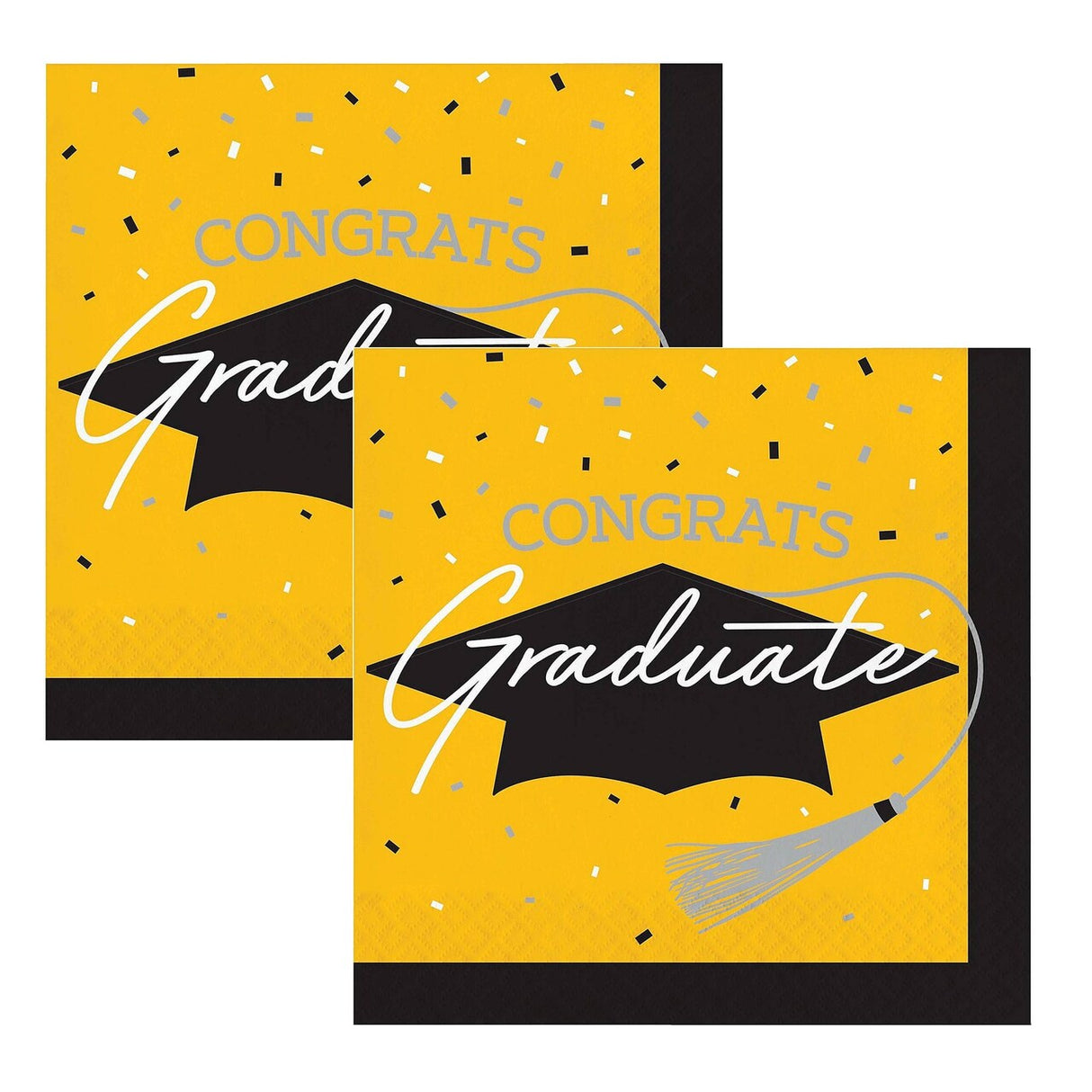 Creative Converting School Spirit Yellow Graduation Beverage Napkins – 108ct
