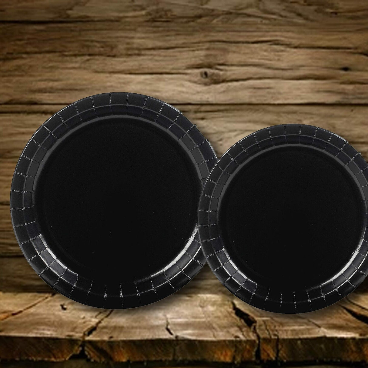 24 Count 7 Inch Black Round Paper Dessert Plates for Stylish Events