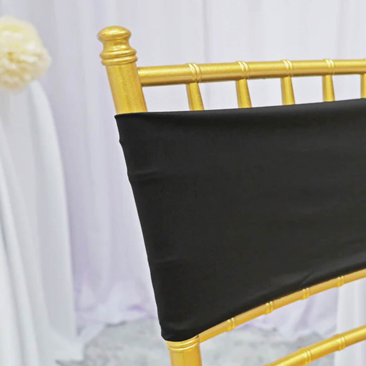 10 Pieces Classic Black Stretch Spandex Chair Bands 7 x 13 Inches