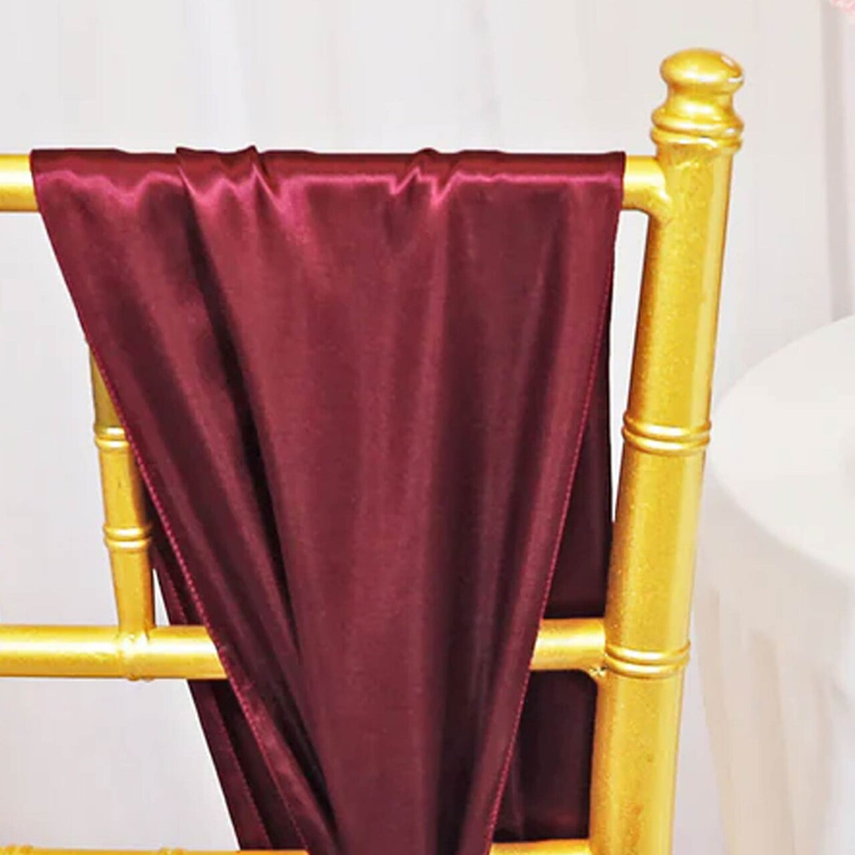 10 Pieces Burgundy Satin Chair Sashes Elegant 8"x108" Event Decor