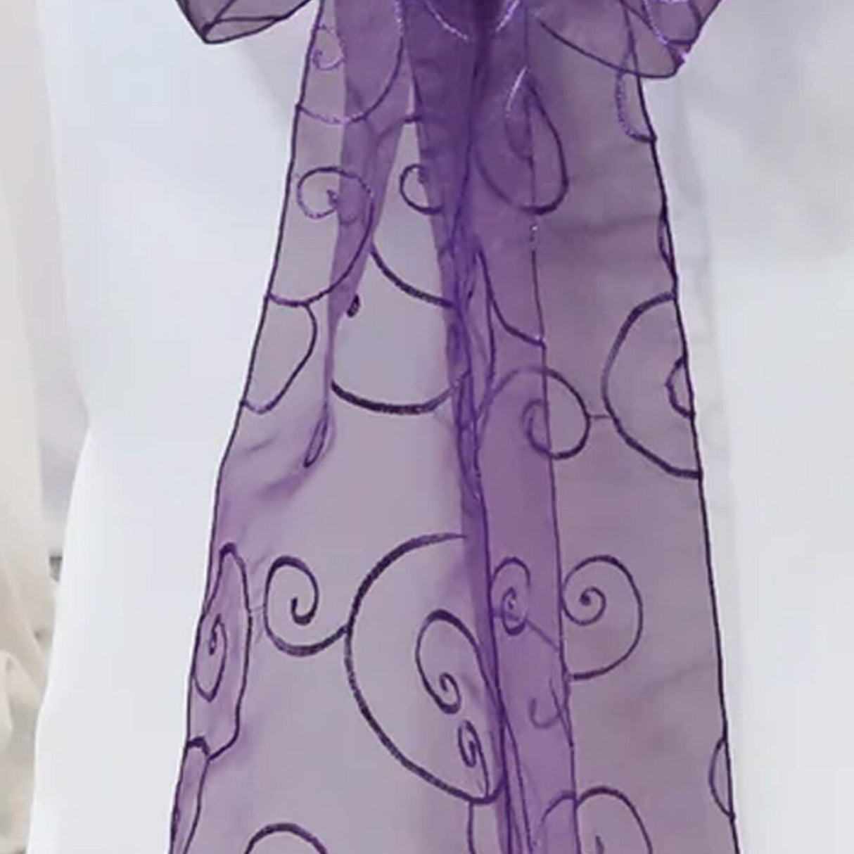 10 Pieces Eggplant Embroidered Organza Chair Sashes Elegant Purple Event Chair Decor 8"x108"