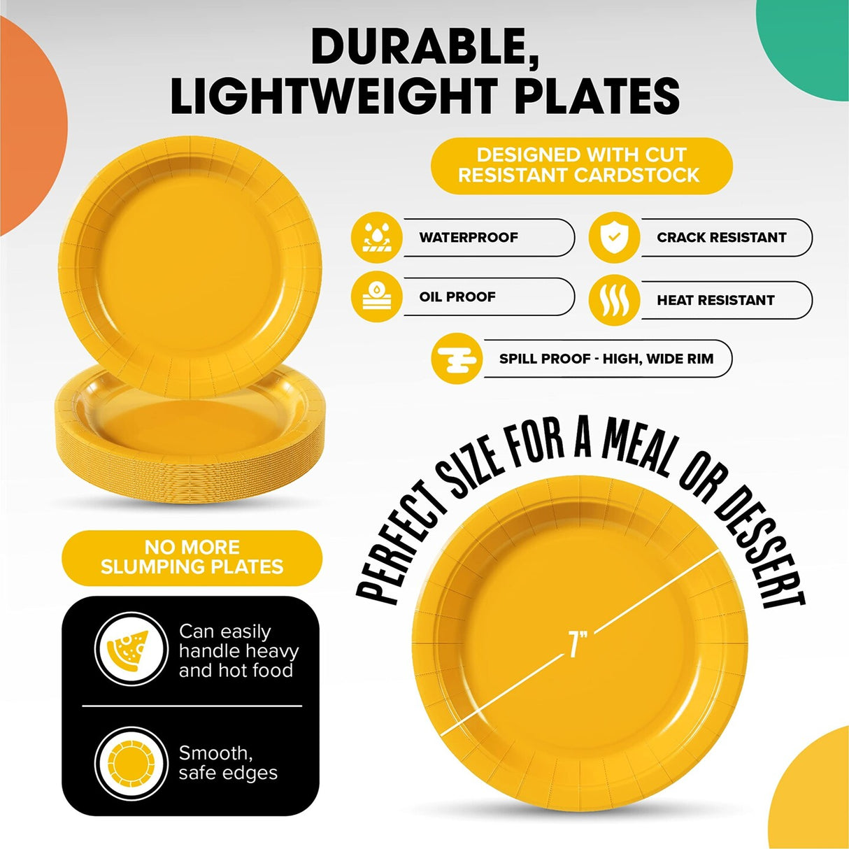 1000 Count Yellow Paper Plates for Parties, Picnics, and Events – Bulk 7 Inch Disposable Plates