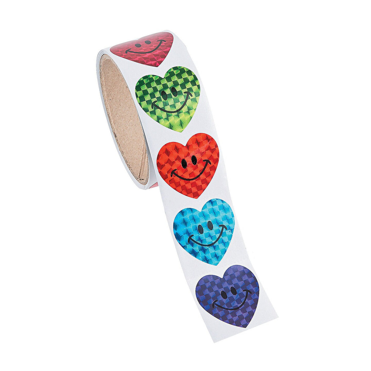 Prism Smile Face Heart Sticker Roll - 100 Pc.