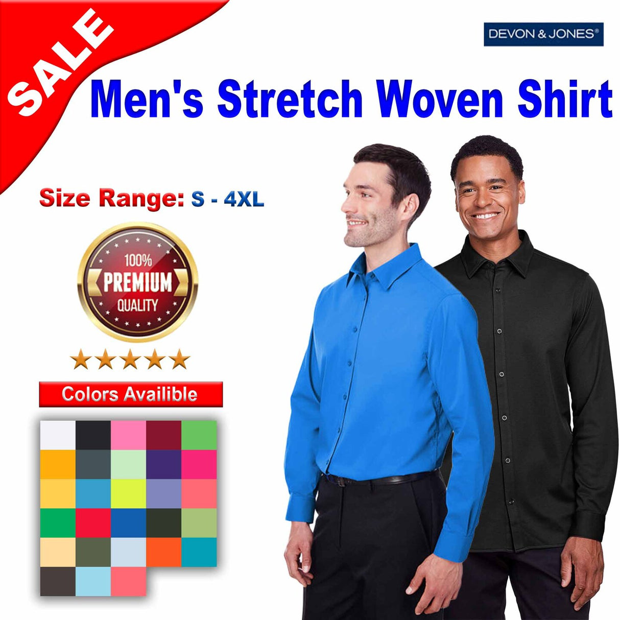 Devon & Jones® CrownLux Performance Men's Stretch Woven Shirt