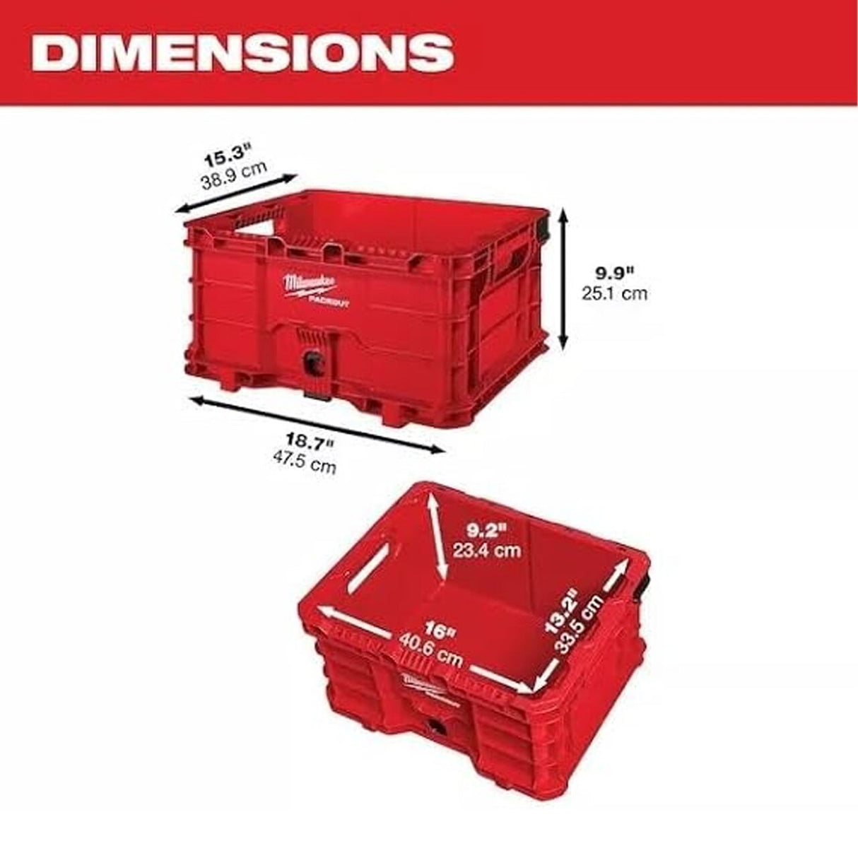 Milwaukee 48-22-8440 Packout 18.6" Tool Storage Crate – Heavy-Duty, 50 lbs Capacity