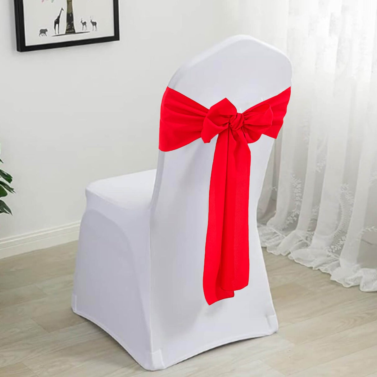 10 Pieces Red Classic Polyester Chair Sashes 8"x108" for Weddings & Events