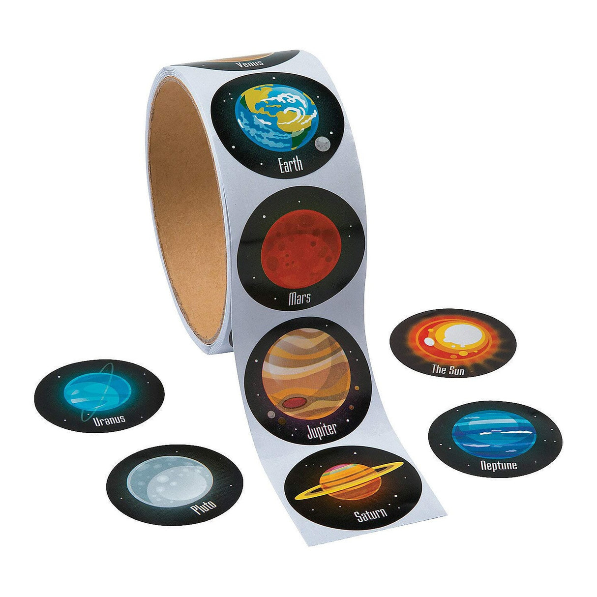 1 1/2" Planets of the Solar System Paper Sticker Roll 100 Pc