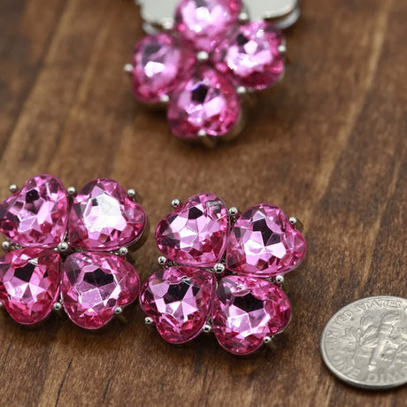 4 Pieces Pink Acrylic Flower Buttons 15/16 Inch