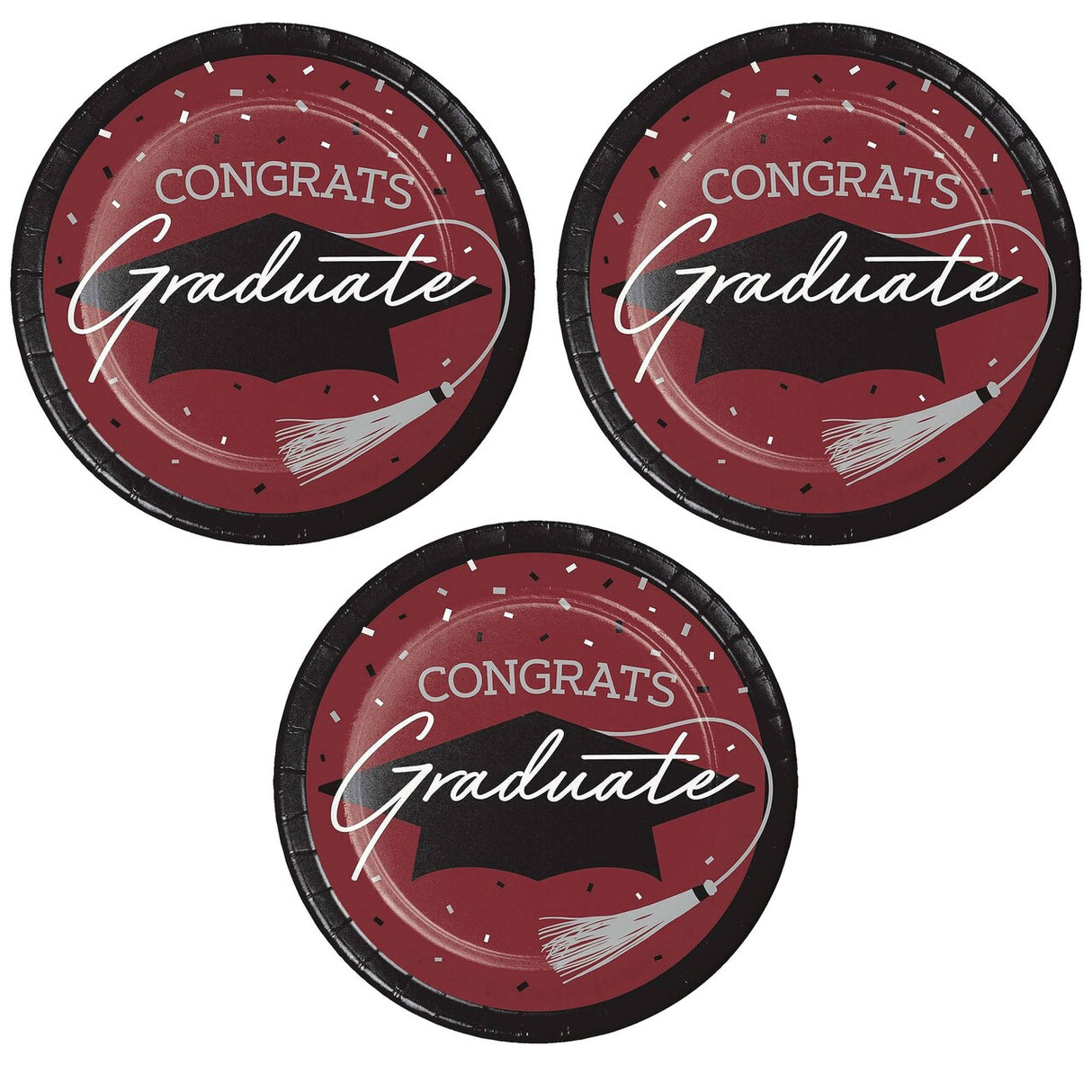 Creative Converting School Spirit Burgundy Graduation Dessert Plates – 54ct