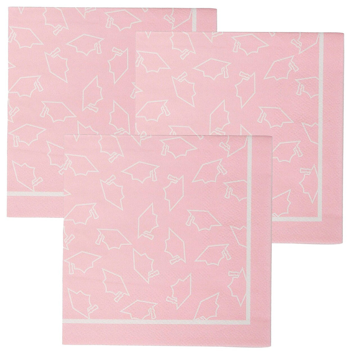 5" Bulk 50 Ct. Pink Graduation Disposable Paper Beverage Napkins