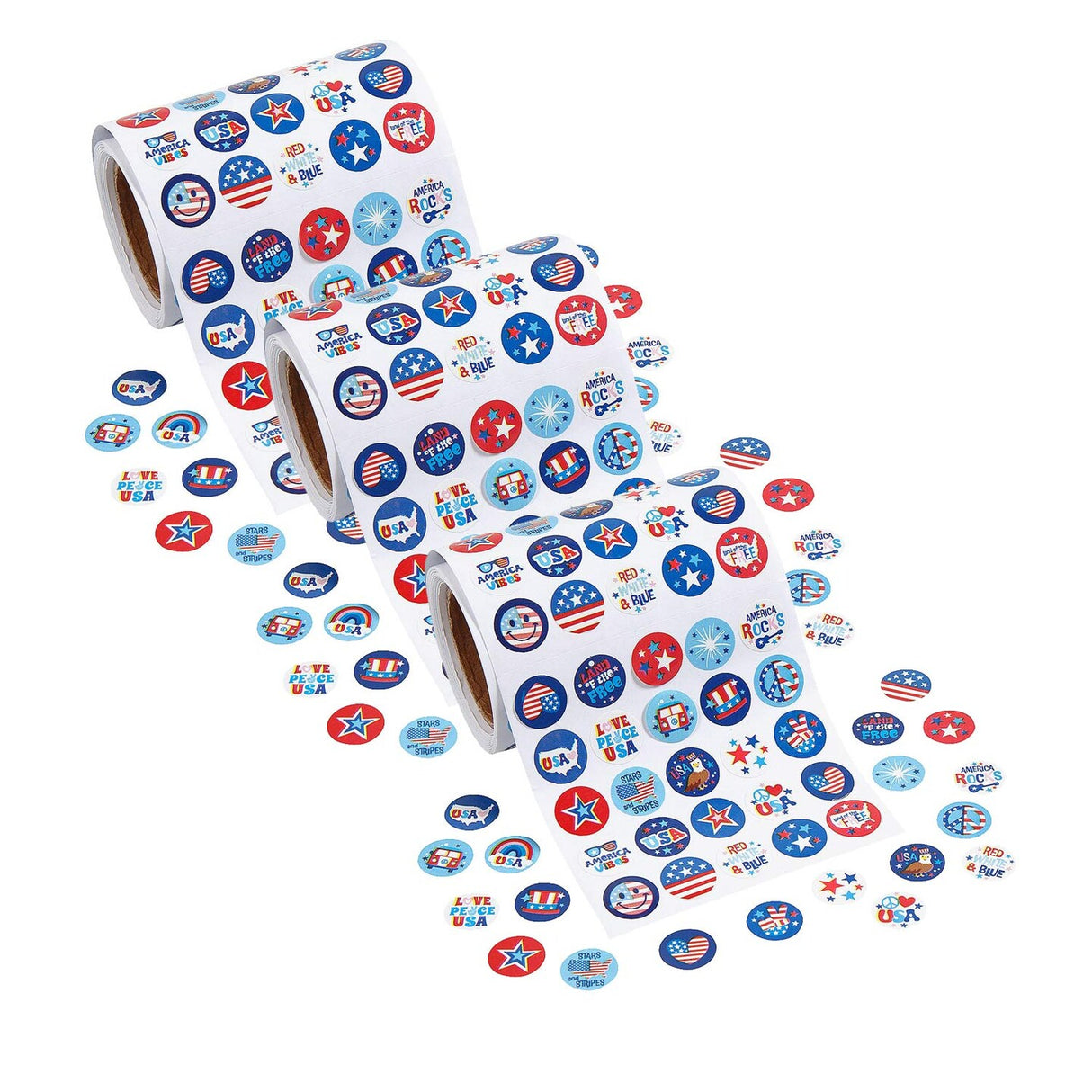 1/2" Bulk 1000 Pc Mini Patriotic Sticker Roll