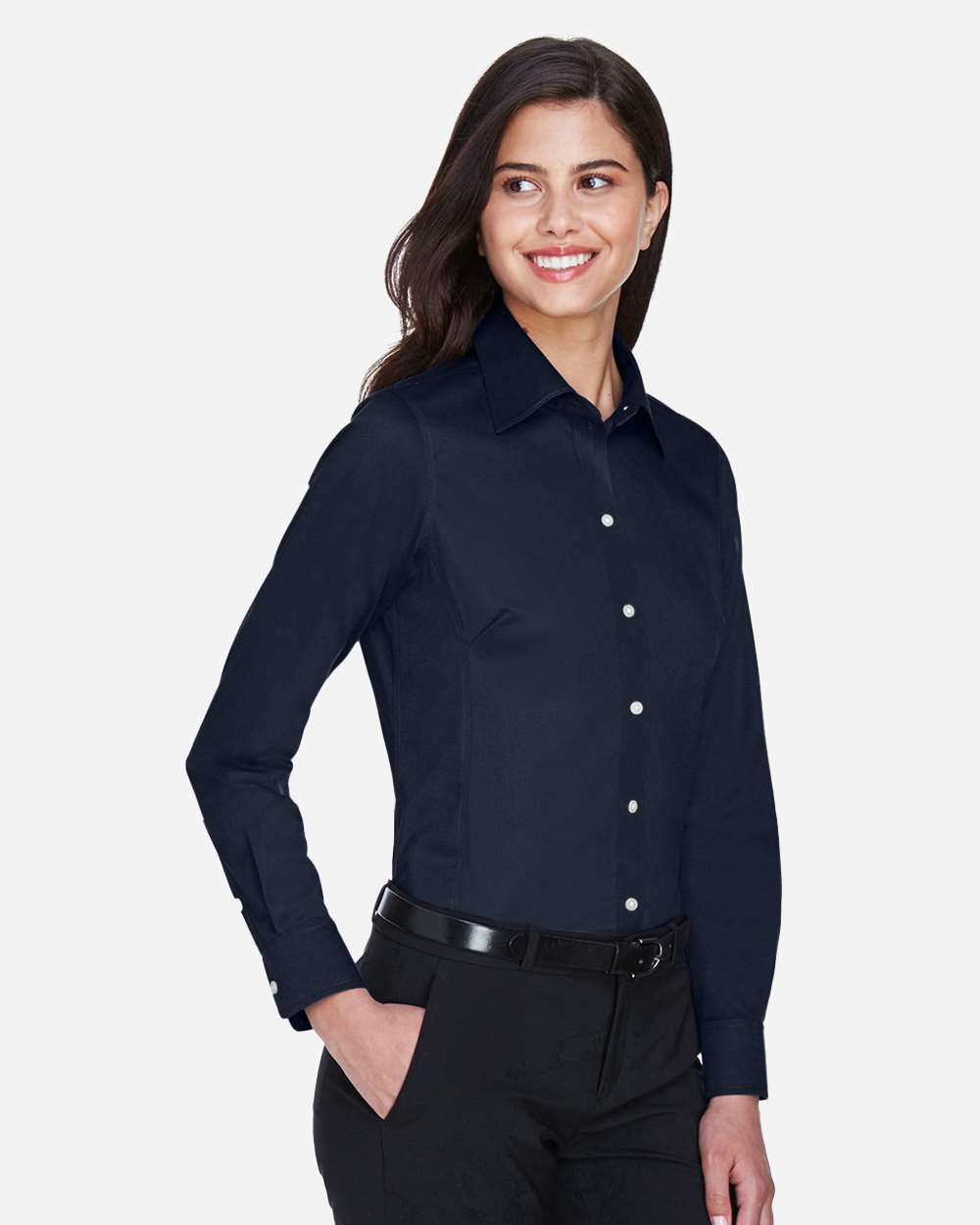 Devon & Jones® Women’s Solid Stretch Twill Woven Dress Shirt Non-Iron Professional Shirting with Flattering Fit
