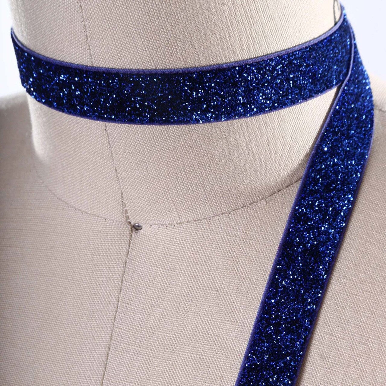 3/8” 2 Yards Royal Blue Glitter Elastic Trim 3/8” 2 Yards
