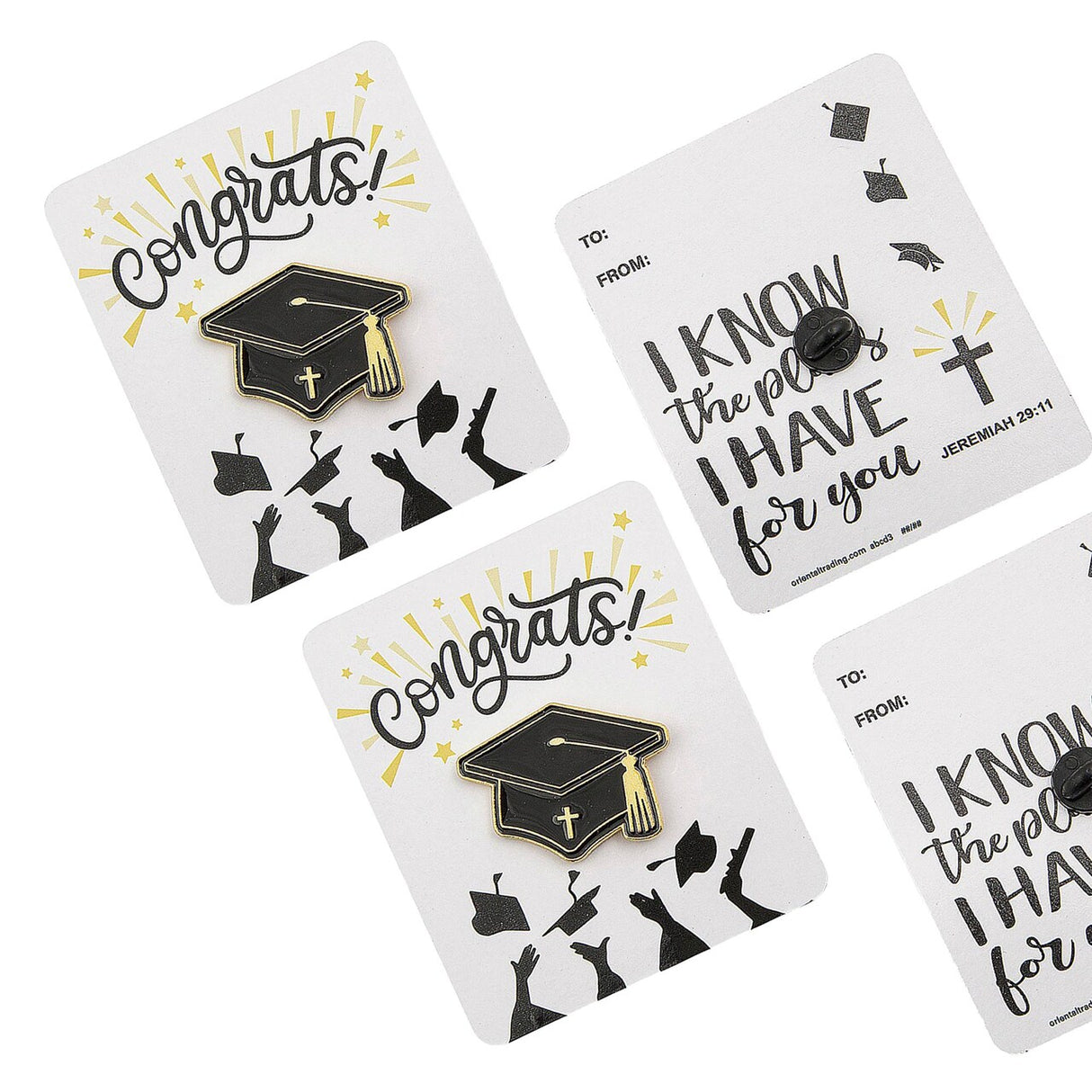 12 Pc. 1 1/4" x 1" Religious Graduate Mortarboard Enamel Pins on Card for 12