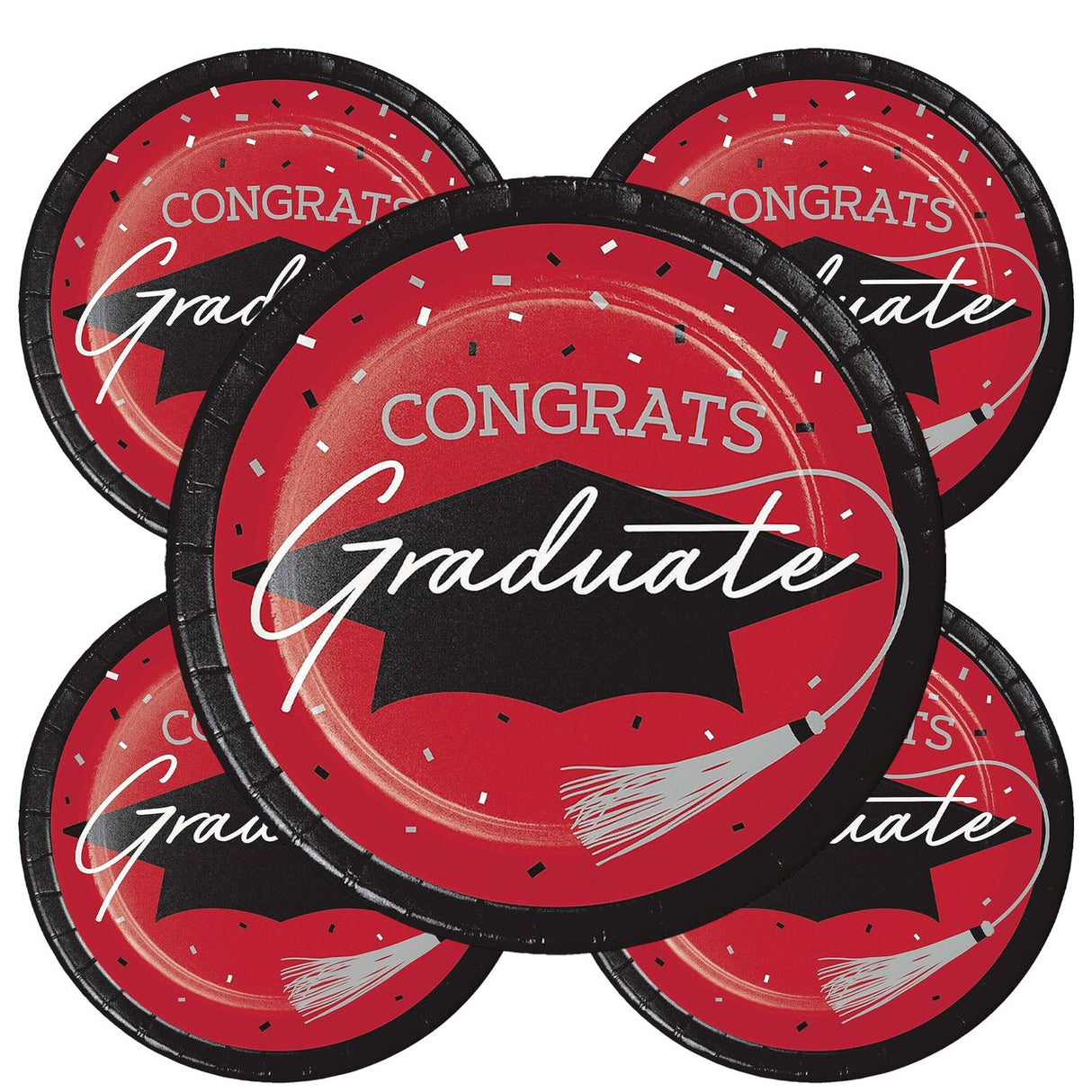 Creative Converting School Spirit Red Graduation Dessert Paper Plates, 54 ct.