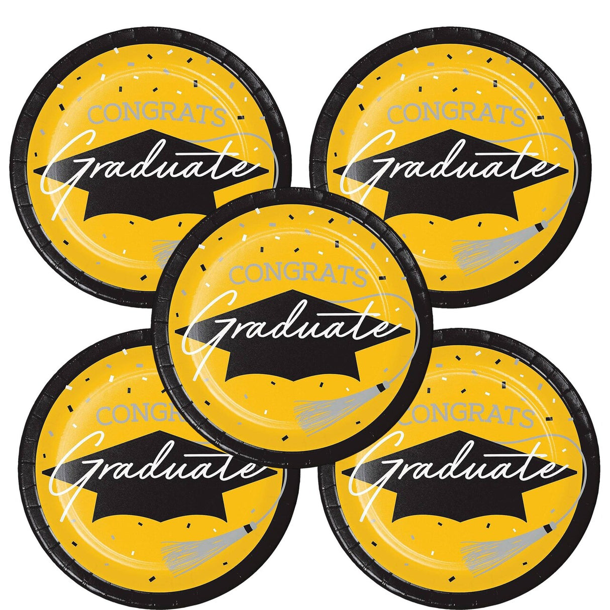 Creative Converting Yellow Graduation Dessert Plates – 54 Count