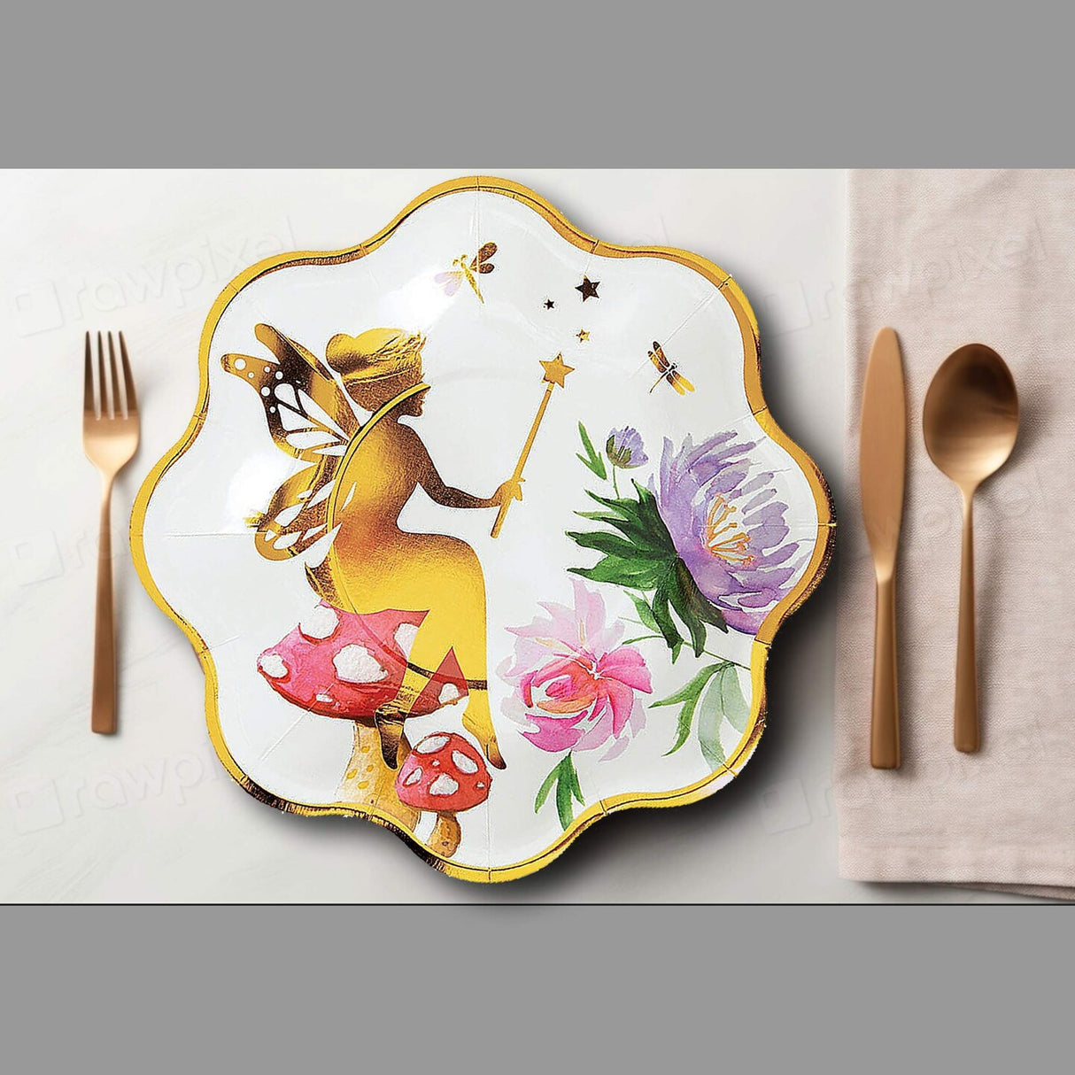8 Count Iridescent Fairy Scalloped Dessert Plates 7" Paper Plates for Fairy Parties