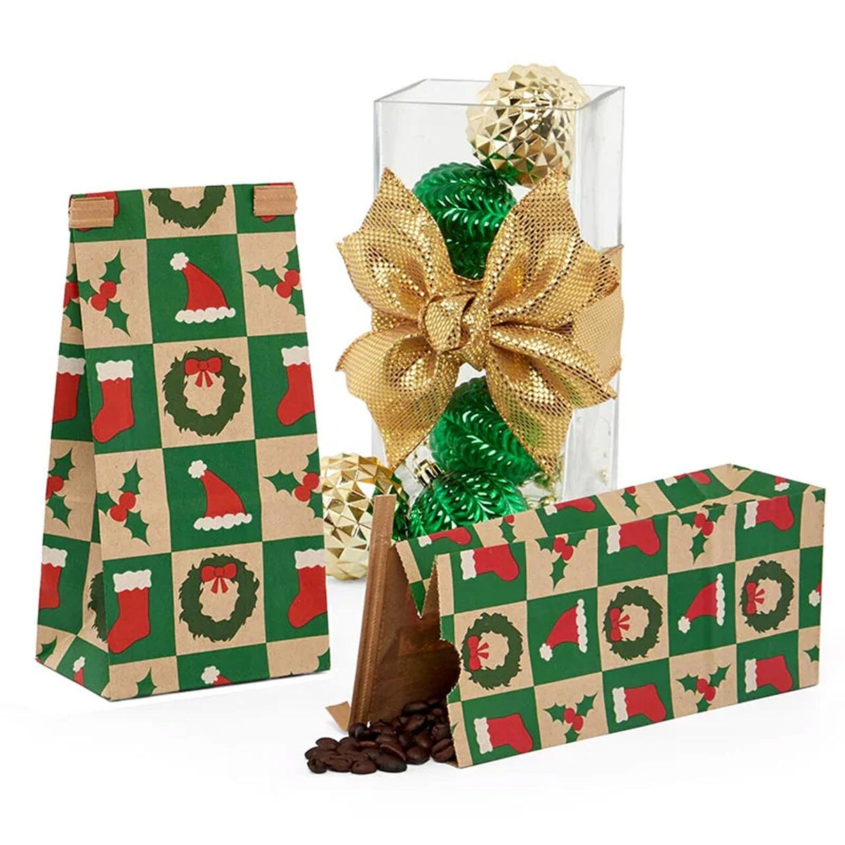 Holiday Tin Tie Bags Festive Packaging 3 3/8” x 2 1/2” x 7 3/4”