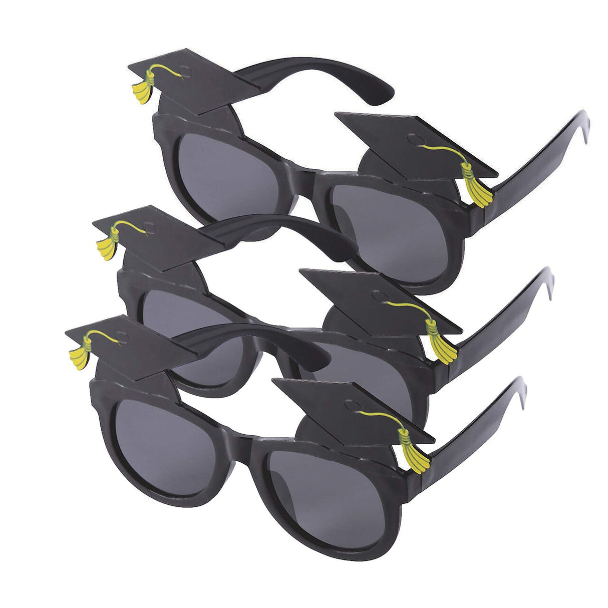 5 1/2" x 3" Graduation Cap Black Plastic Novelty Sunglasses - 12 Pc.