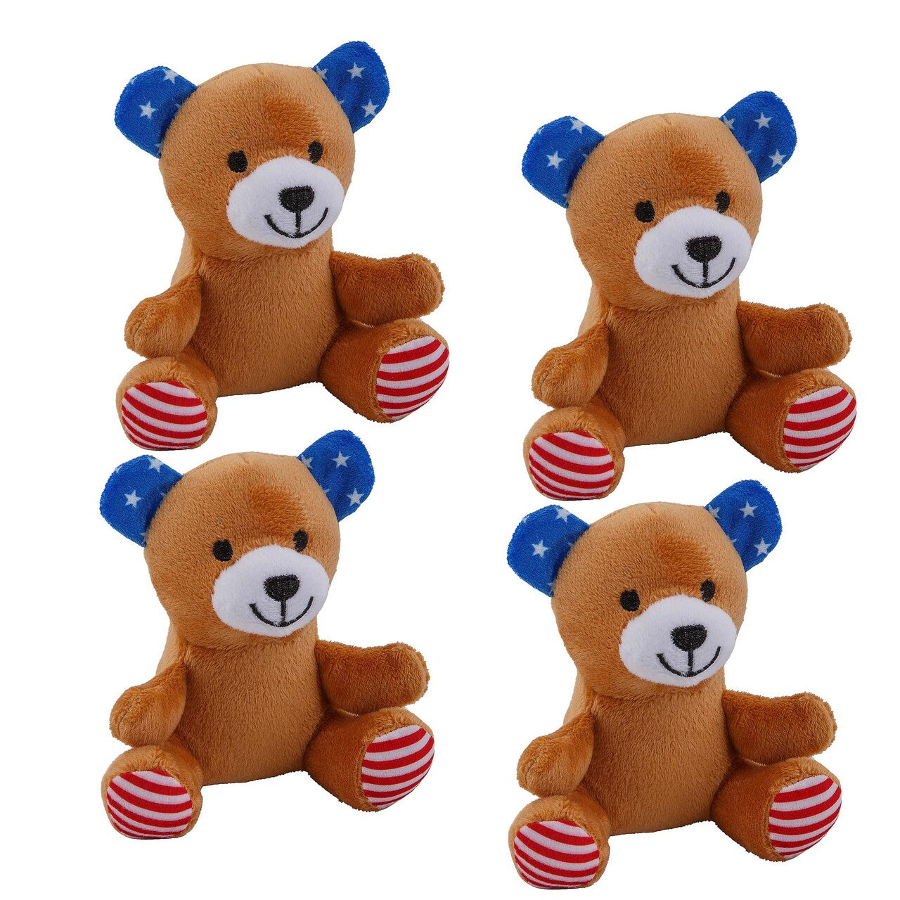 4 1/4" x 4 1/2" Patriotic Stars & Stripes Stuffed Bears 12 Pieces