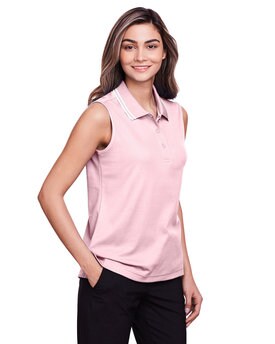 Devon & Jones® CrownLux Performance Ladies Plaited Tipped Sleeveless Polo