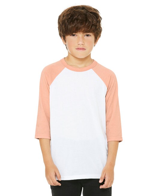 Bella + Canvas® Youth Three-Quarter Sleeve Baseball T-Shirt - 3200Y