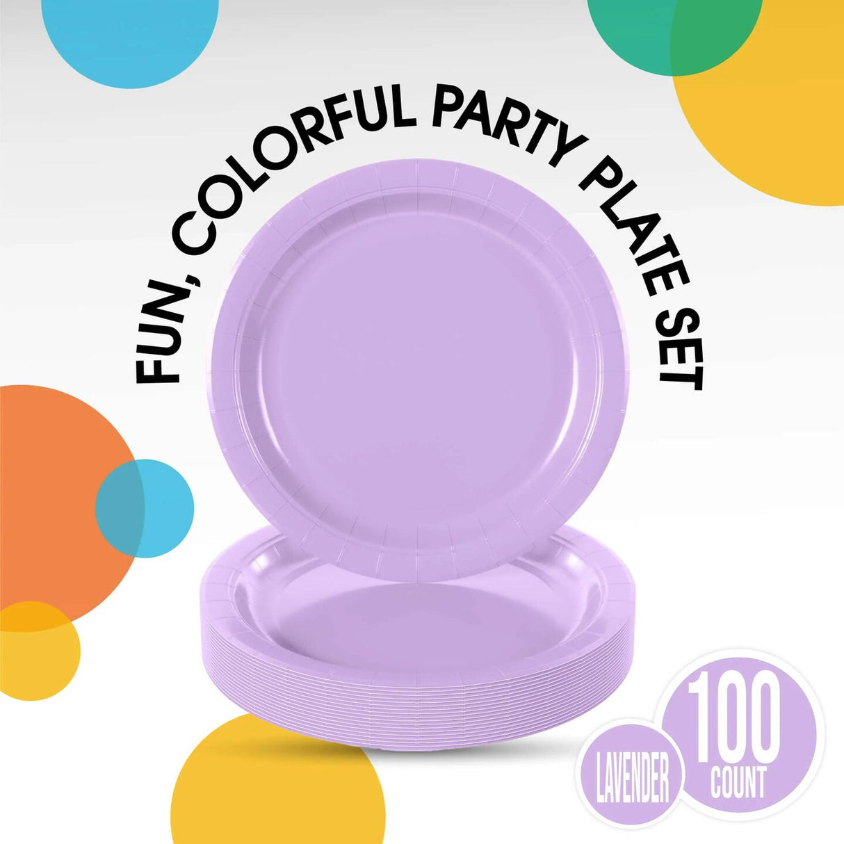 100 Count Lavender Paper Plates 9 Inch Disposable Plates for Parties Events and Picnics