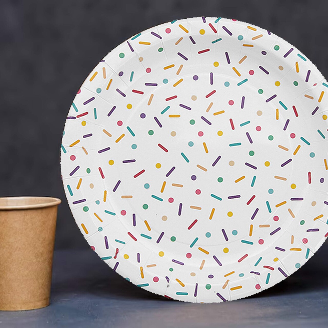 8 Ct. Ice Cream Party Sprinkles Paper Dessert Plates 7" Dessert Plates, Cute Ice Cream Birthday Tableware