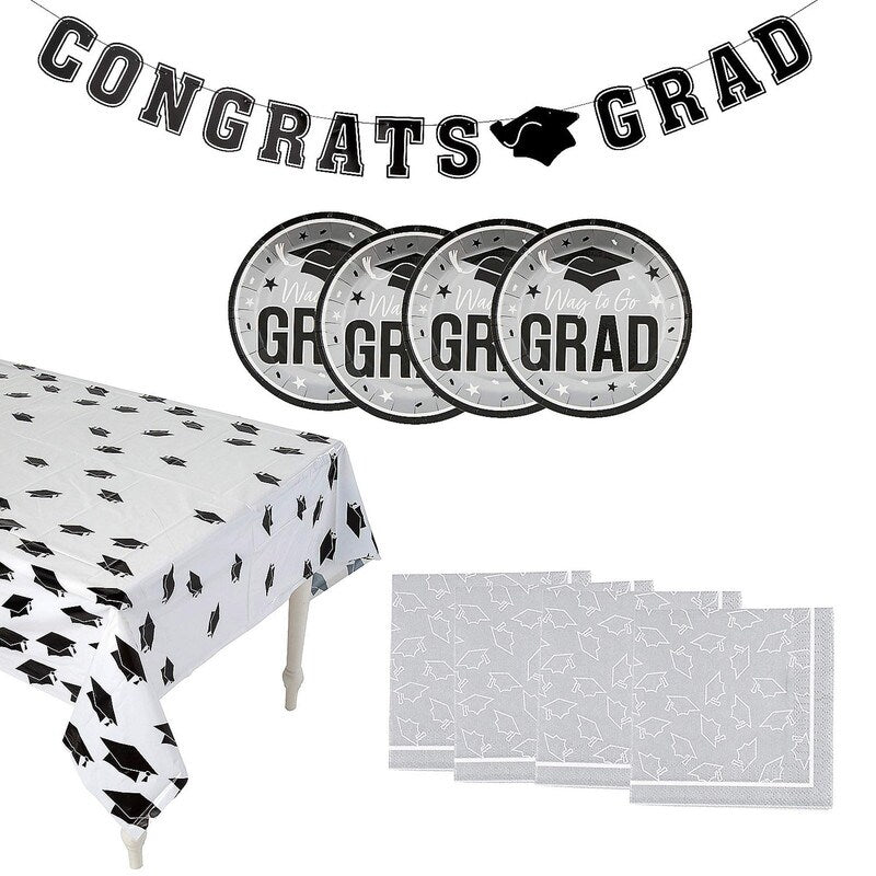 102 Pieces Graduation Party Solid Color Dessert Disposable Tableware Kit for 50 Guests