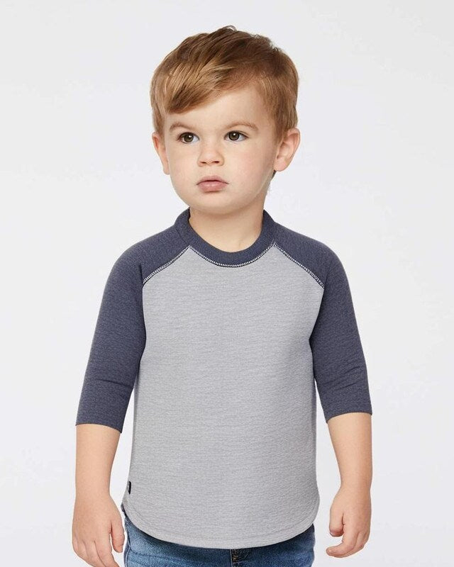 RADYAN® Cozy Toddler Baseball Fine Jersey 3/4 Sleeve Tee